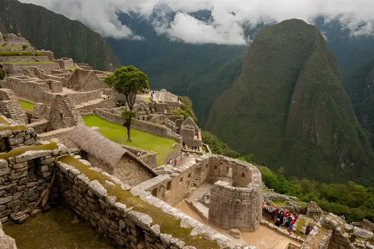 Panoramic view of Machu Picchu with the Temple of the Sun