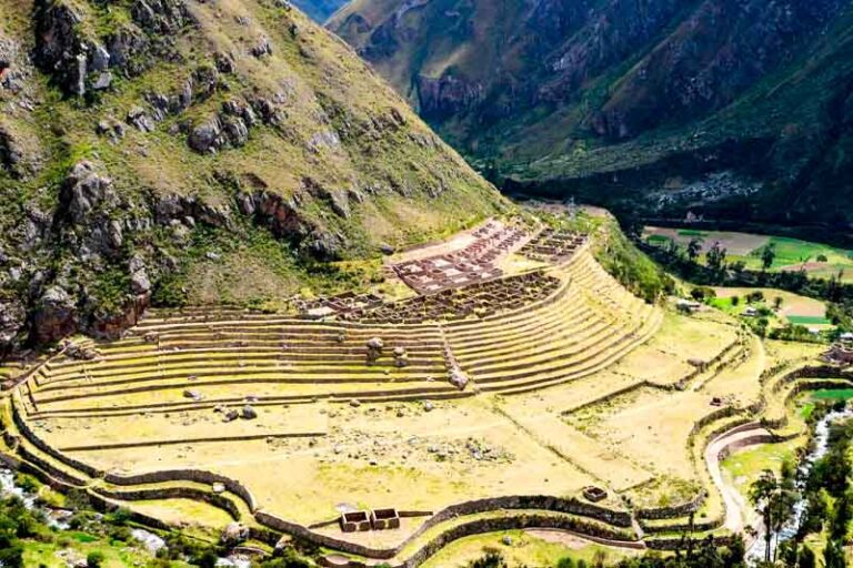 Llactapata ruins on Inca Trail 5 days trek Peru