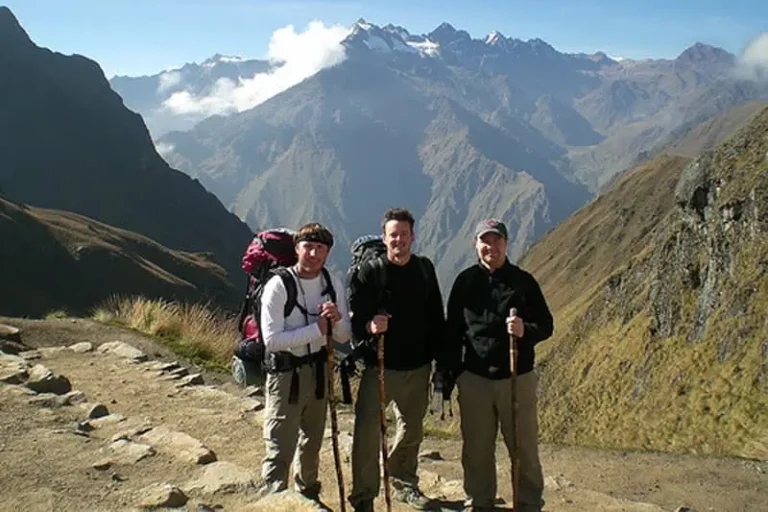 Private Inca Trail hikers reaching Dead Woman’s Pass 4215 meters