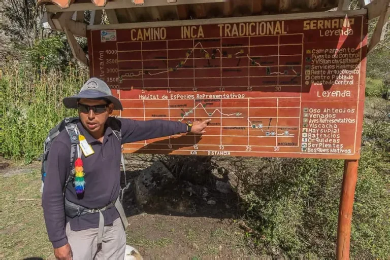 Private guide explaining Inca Trail history to travelers