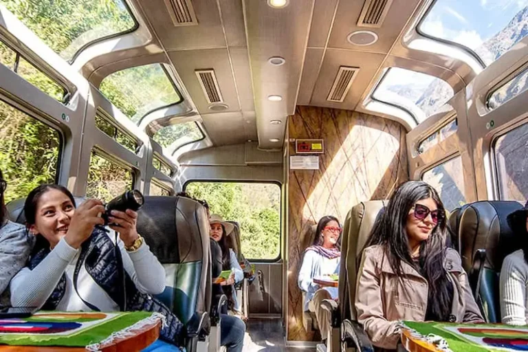 Vistadome train from Aguas Calientes to Ollantaytambo after Machu Picchu